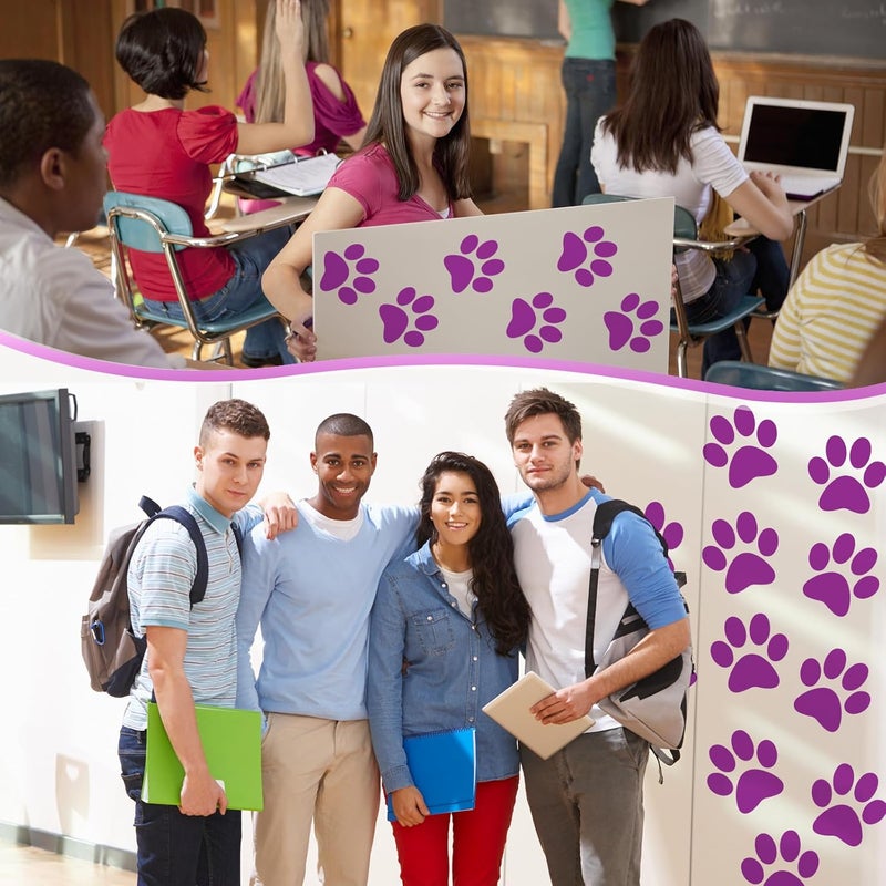 ReliThick 30 Pcs Paw Print Floor Decal 7.5" Large Pawprints Wall Cling Self Adhesive Footprint Floor Cling Window Stickers Wall Decal for Bedroom Living Room Decor(Purple) - Image 5